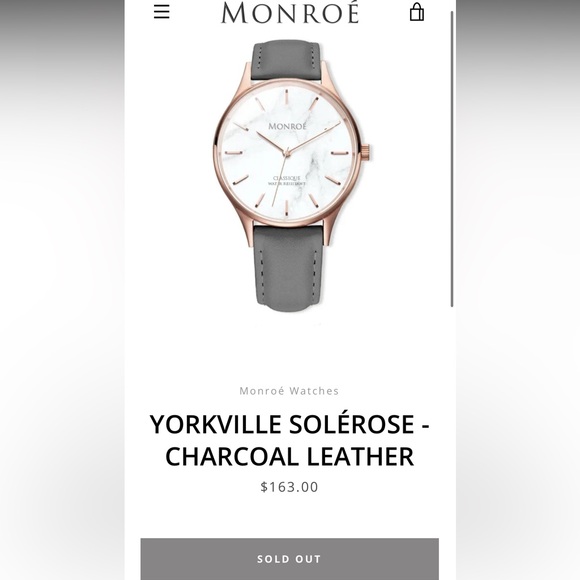 MONROE Sunburst Solerose Classique Gold Tone Watch, Leather Band, Case 36 - Picture 10 of 11